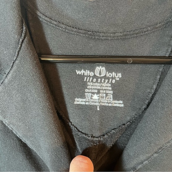 White Lotus Lifestyle Black Cotton Raw Edge Blazer Jacket Large L 19.5" PTP - Picture 3 of 9